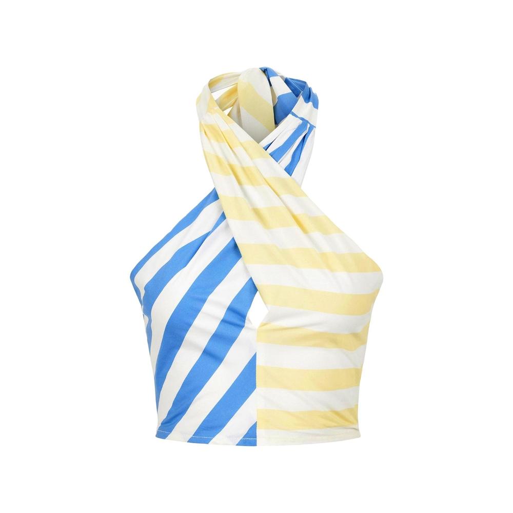 NEW STAUD smocked kai top in buttercup seashore stripe - Picture 2 of 3